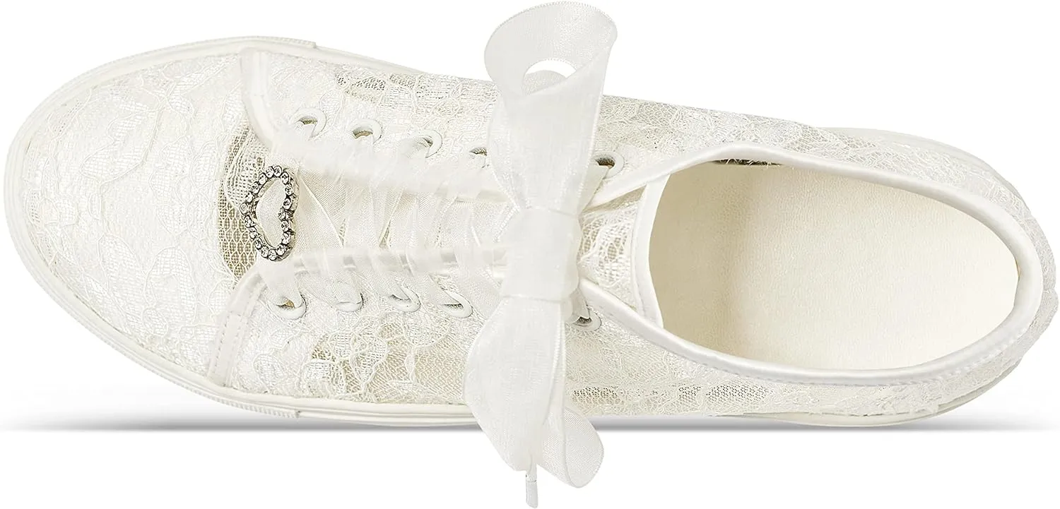 JIAJIA 8832 Wedding Shoes Bridal Sneakers Flats Bride Tennis Shoes Lace Sneakers - Personalized Customization Available