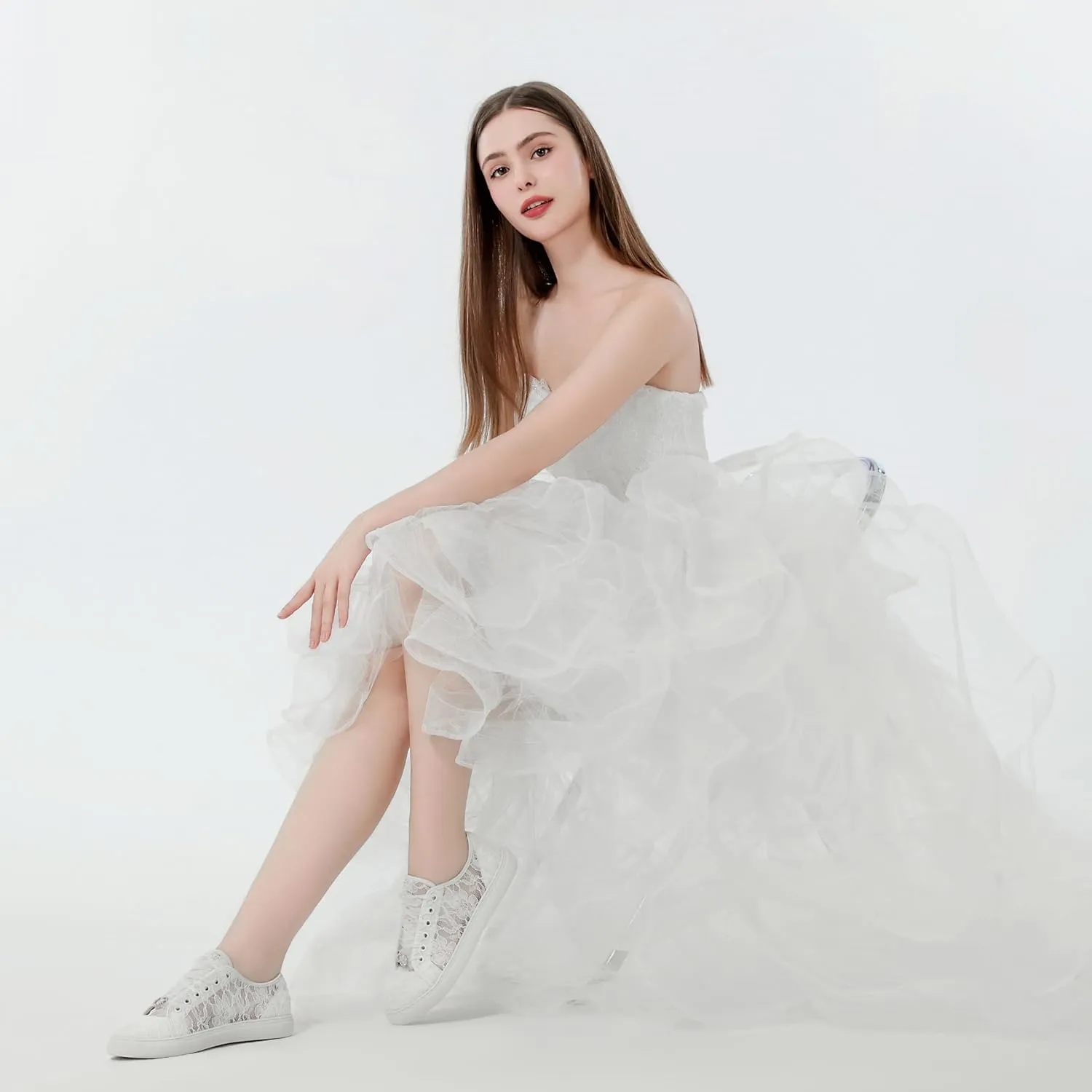 JIAJIA 8832 Wedding Shoes Bridal Sneakers Flats Bride Tennis Shoes Lace Sneakers - Personalized Customization Available