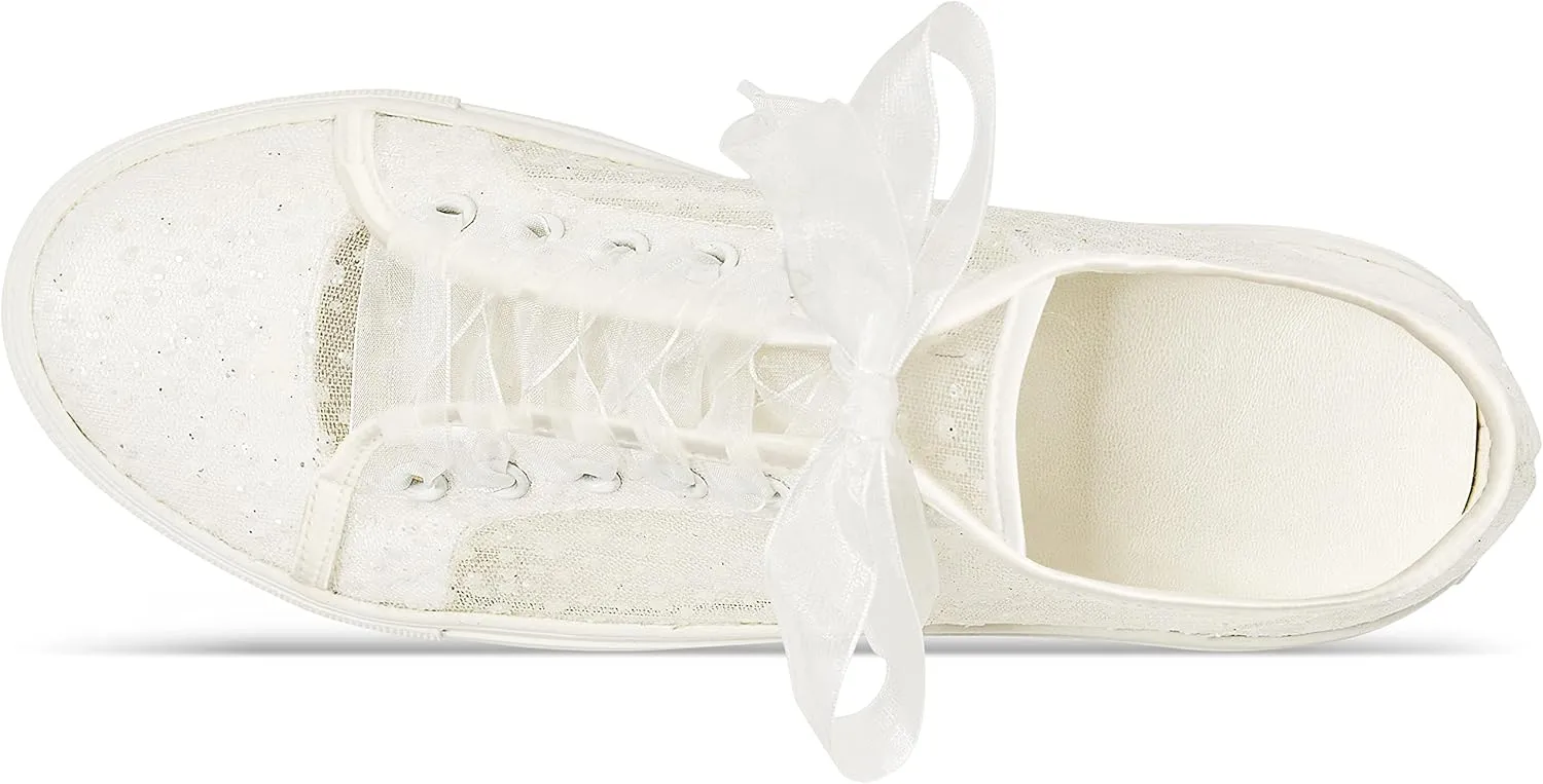JIAJIA 8832A Wedding Shoes Bridal Sneakers Flats Bride Tennis Shoes Lace Sneakers - Personalized Customization Available