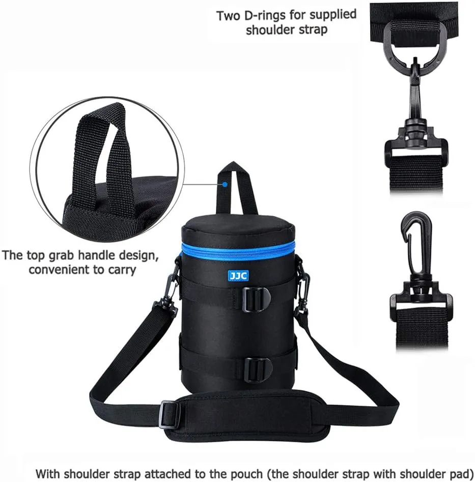 JJC Camera Lens Pouch Case for Canon EF 70-200mm EF 28-300mm EF 70-300mm Nikon Nikkor AF-S 70-200mm AF 80-200mm & More, Zipper Polyester Lens Protective Bag Interior Size 4.3x7.5”