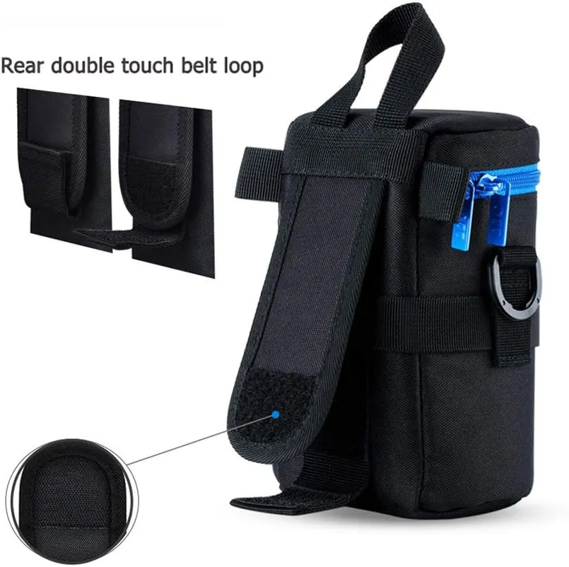 JJC Camera Lens Pouch Case for Canon RF 85mm EF-S 55-250mm EF 24-70mm Nikon Nikkor AF 70-300mm & More, Zipper Polyester Lens Protective Bag Interior Size 3.1x6.1”