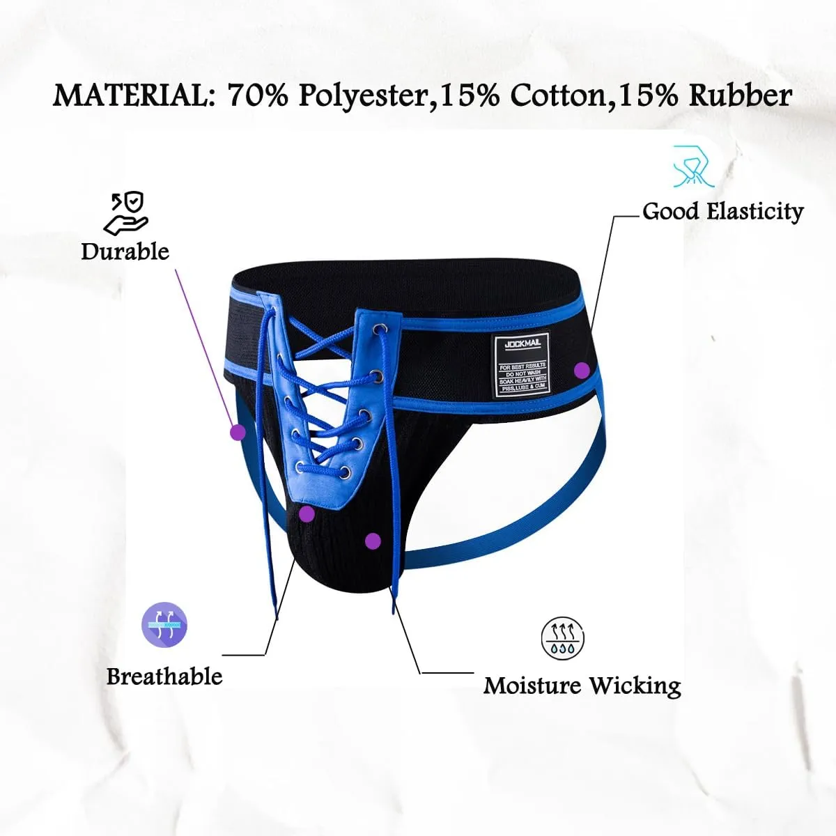 JOCKMAIL Men's Briefs Jock Strap Athletic Supporter Wide Belt Comfortable Men Sport Underwear Briefs for Gym Sport