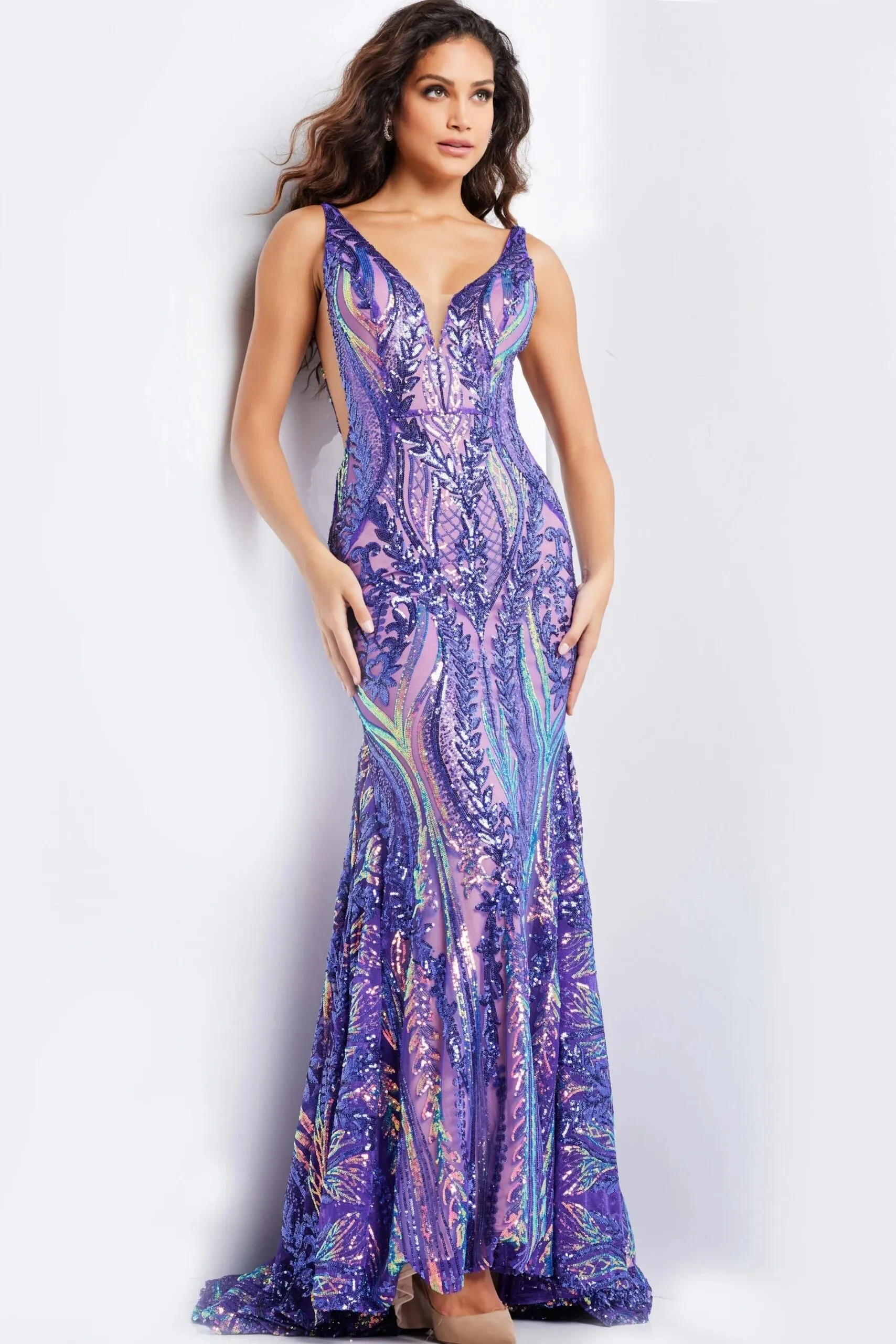 Jovani 22770 Plunging Sequin Prom Dress