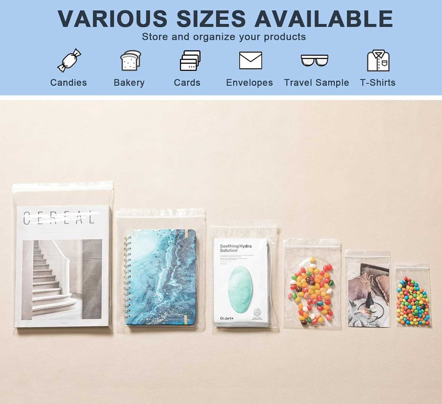 joybest 9 x 12 Inch (500 Pcs) Clear Plastic Zip Poly Bags, Reclosable Ziplock Bags Storage Packaging Bags with Resealable Lock Seal Zipper