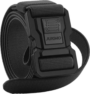 JUKMO Men's Tactical Belt with Lock, Military Work 1.5" Stretch Nylon Web Quick Release Belt with Heavy Duty Seatbelt Buckle