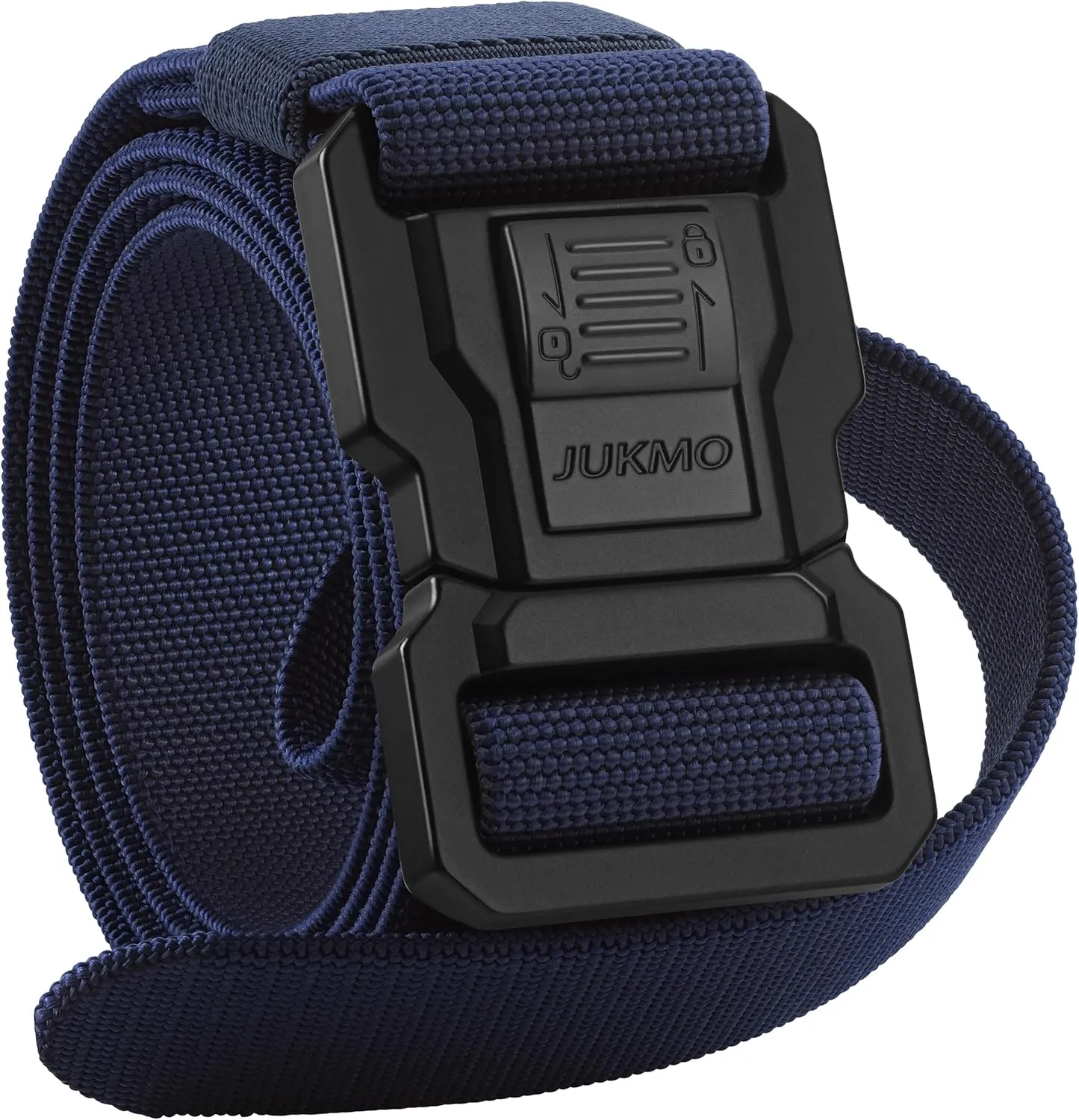 JUKMO Men's Tactical Belt with Lock, Military Work 1.5" Stretch Nylon Web Quick Release Belt with Heavy Duty Seatbelt Buckle