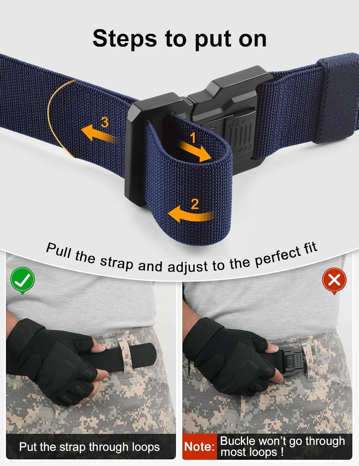 JUKMO Men's Tactical Belt with Lock, Military Work 1.5" Stretch Nylon Web Quick Release Belt with Heavy Duty Seatbelt Buckle