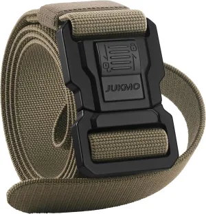 JUKMO Men's Tactical Belt with Lock, Military Work 1.5" Stretch Nylon Web Quick Release Belt with Heavy Duty Seatbelt Buckle