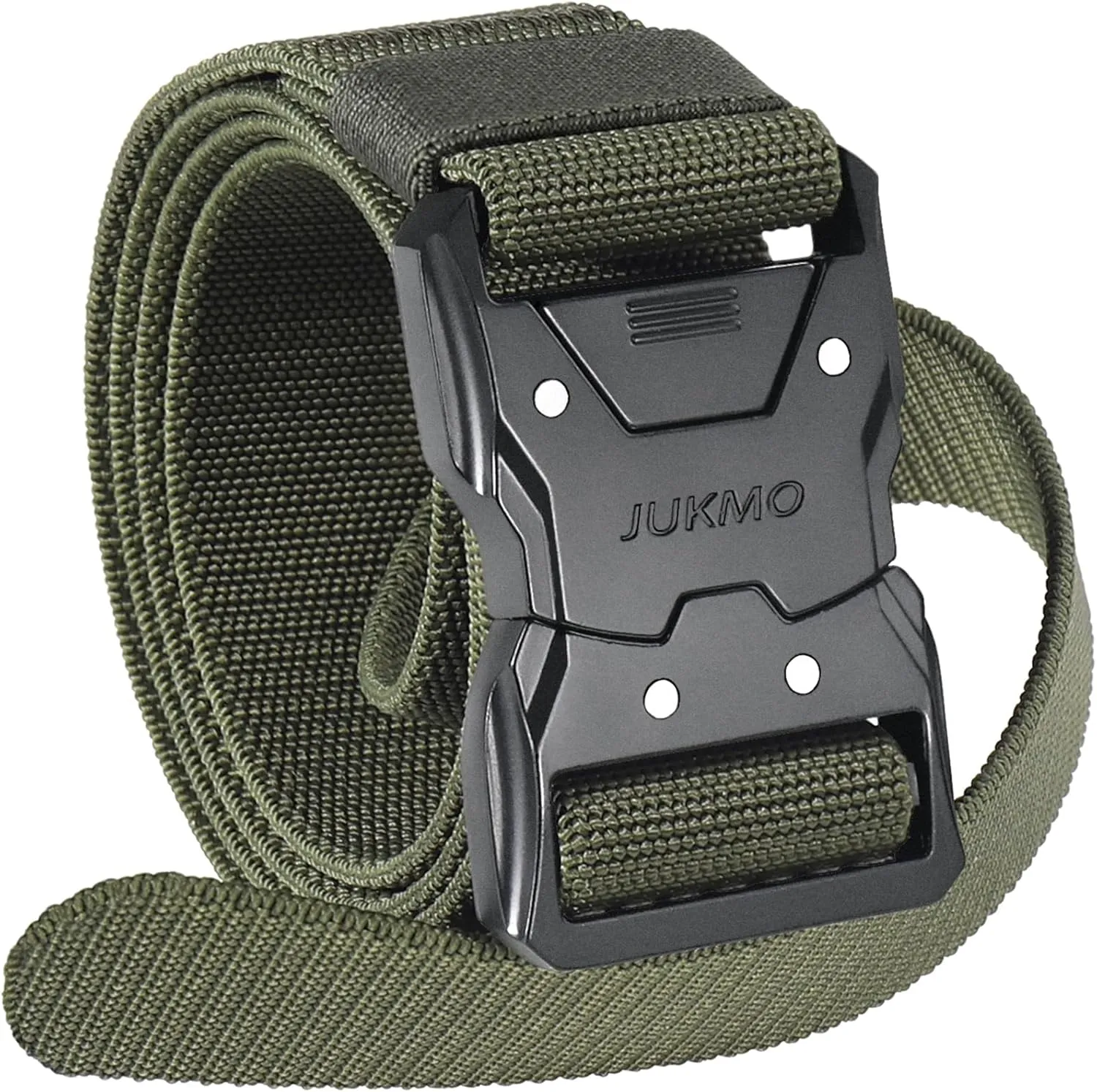 JUKMO Quick Release Tactical Belt, Military Work 1.5" Nylon Web Hiking Belt with Heavy Duty Seatbelt Buckle
