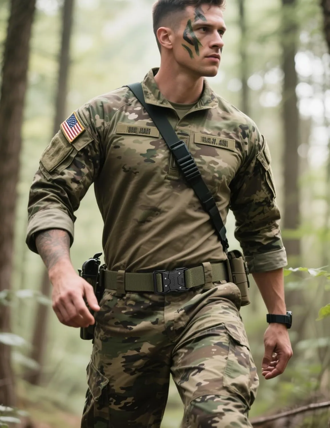 JUKMO Quick Release Tactical Belt, Military Work 1.5" Nylon Web Hiking Belt with Heavy Duty Seatbelt Buckle