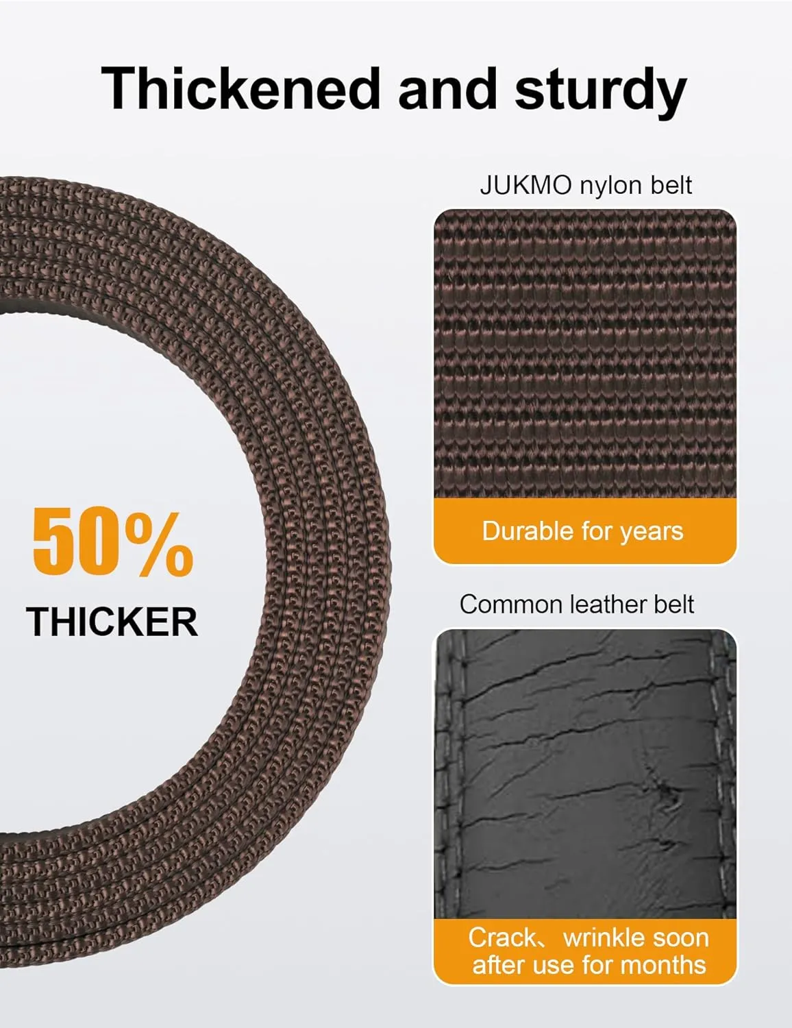 JUKMO Ratchet Golf Belt for Men, Nylon Web Tactical Belt with Automatic Slide Buckle