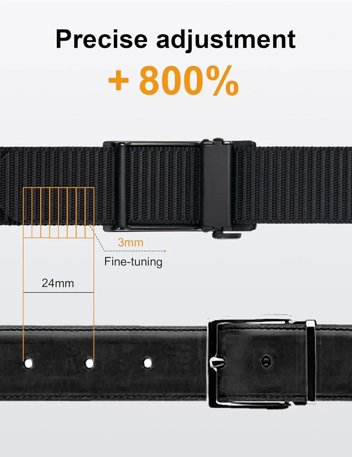 JUKMO Ratchet Golf Belt for Men, Nylon Web Tactical Belt with Automatic Slide Buckle