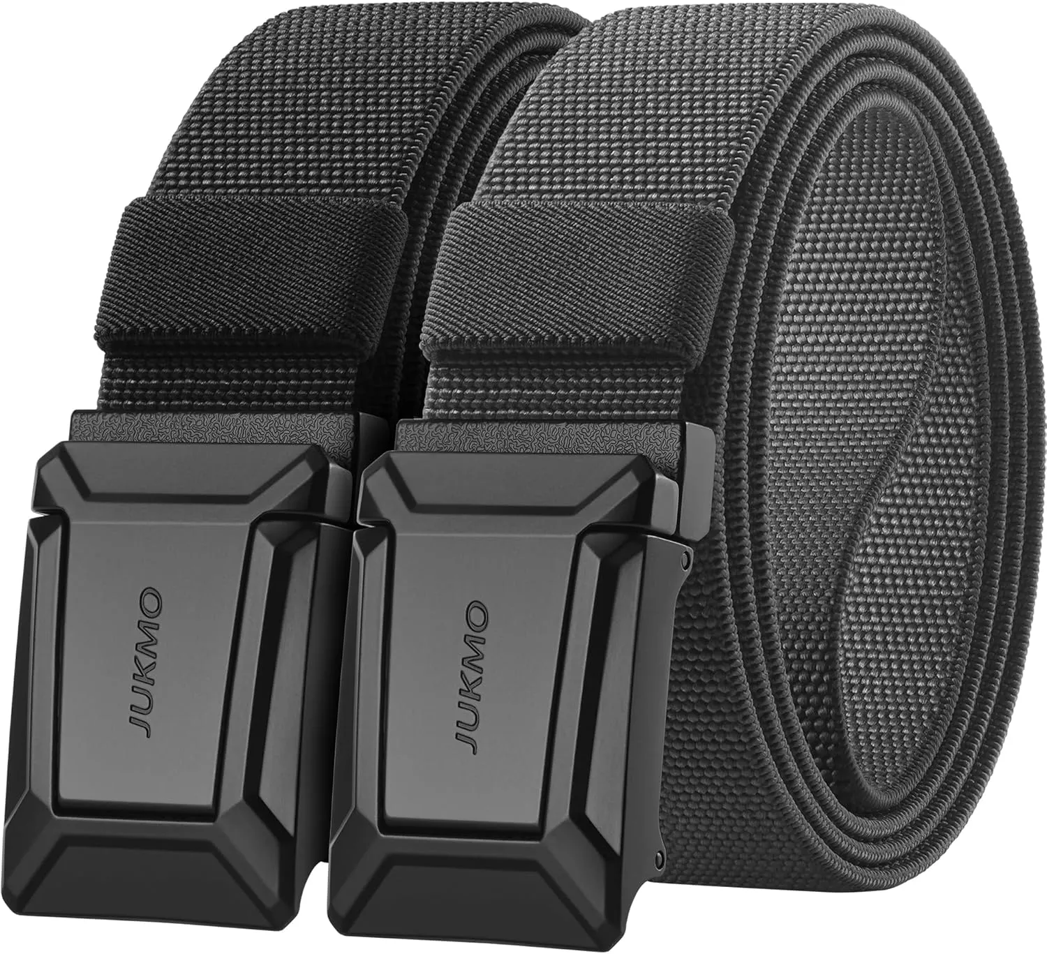 JUKMO Stretch Tactical Belt for Men,2 Pack Military Work Rigger Hiking 1.5" Elastic Nylon Web Quick Release Belt in Gift Box