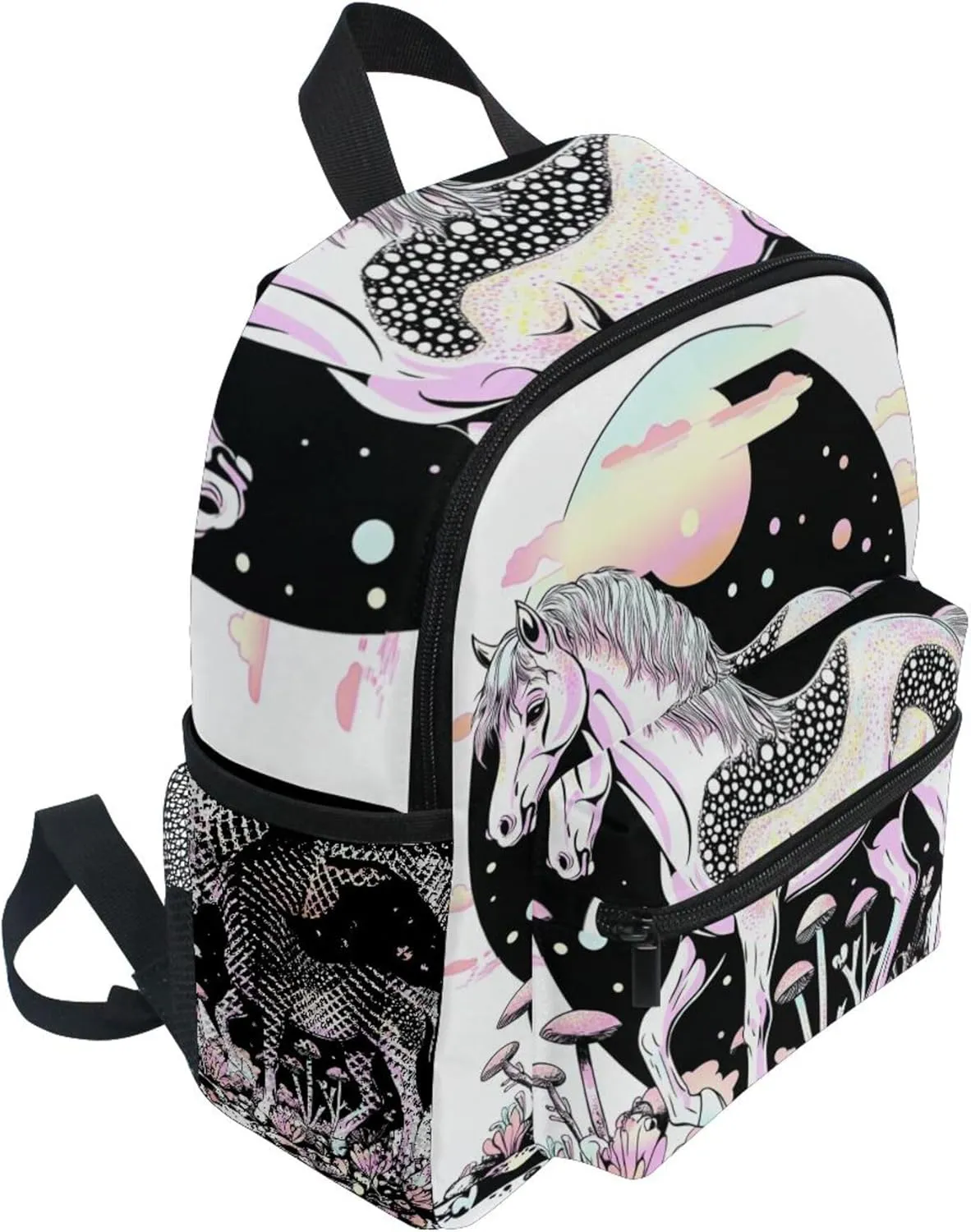 JUNZAN Cute Horse Big Kid Backpacks Chest Strap Bookbag for Kindergarten