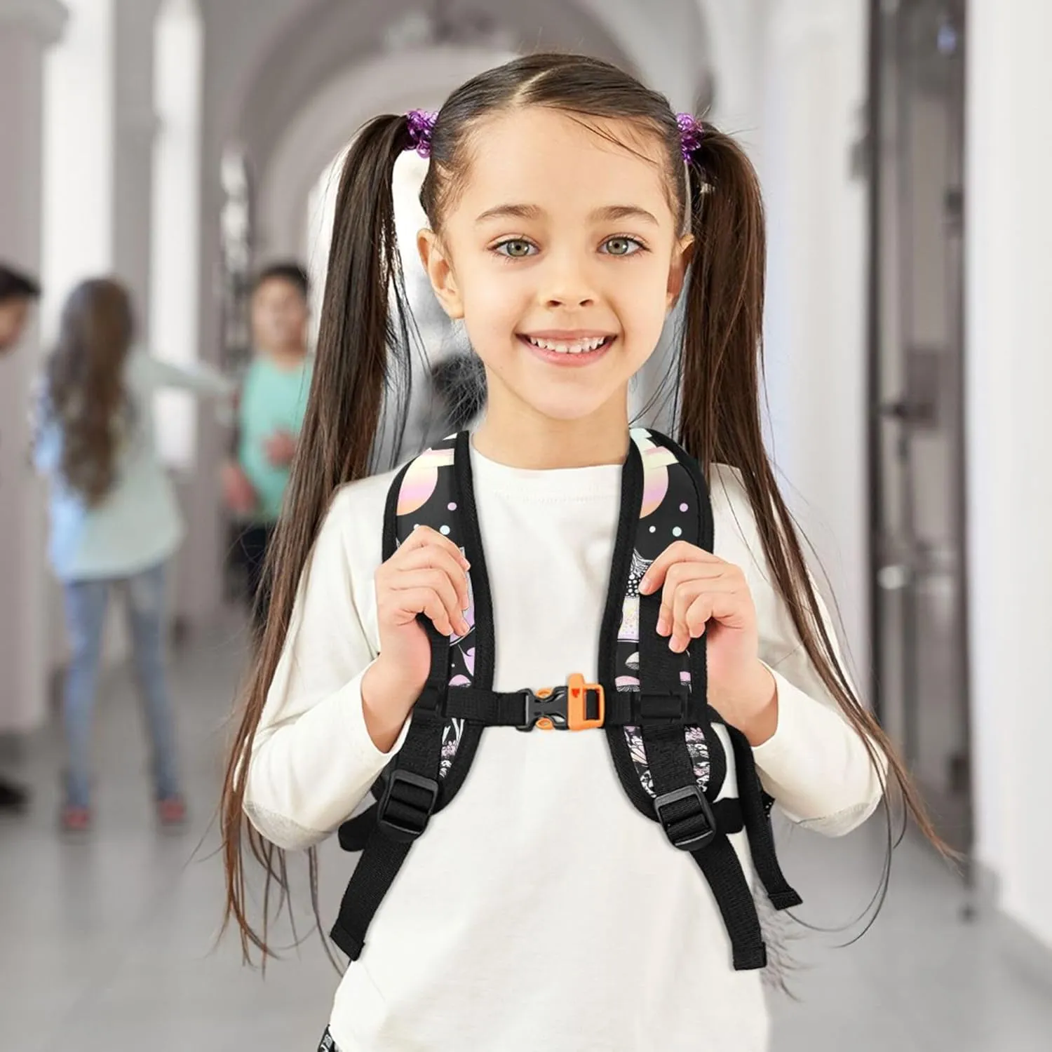 JUNZAN Cute Horse Big Kid Backpacks Chest Strap Bookbag for Kindergarten