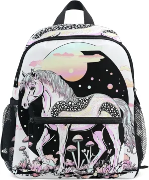 JUNZAN Cute Horse Big Kid Backpacks Chest Strap Bookbag for Kindergarten