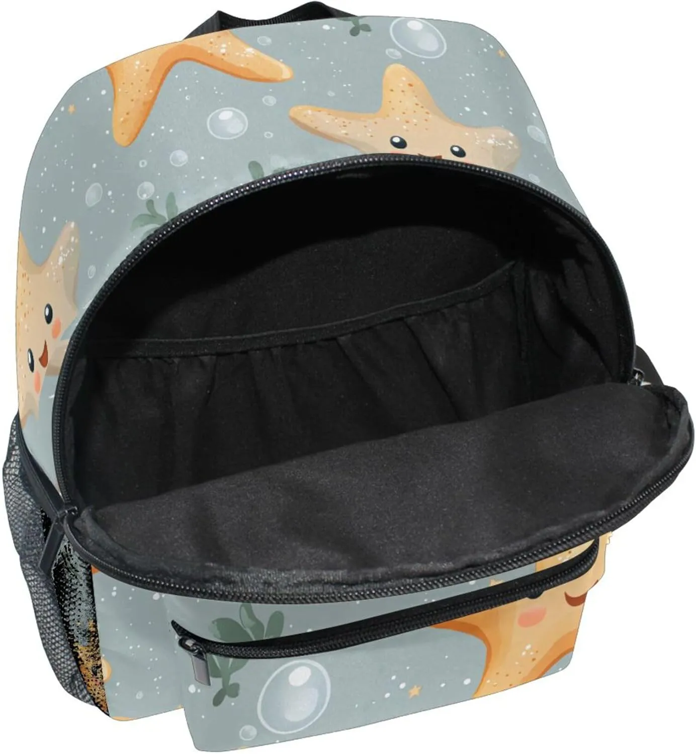 JUNZAN Cute Starfish Grey Backpacks for Kids Chest Strap Toddlers Backpack for Girls Bookbags for Amusement Park