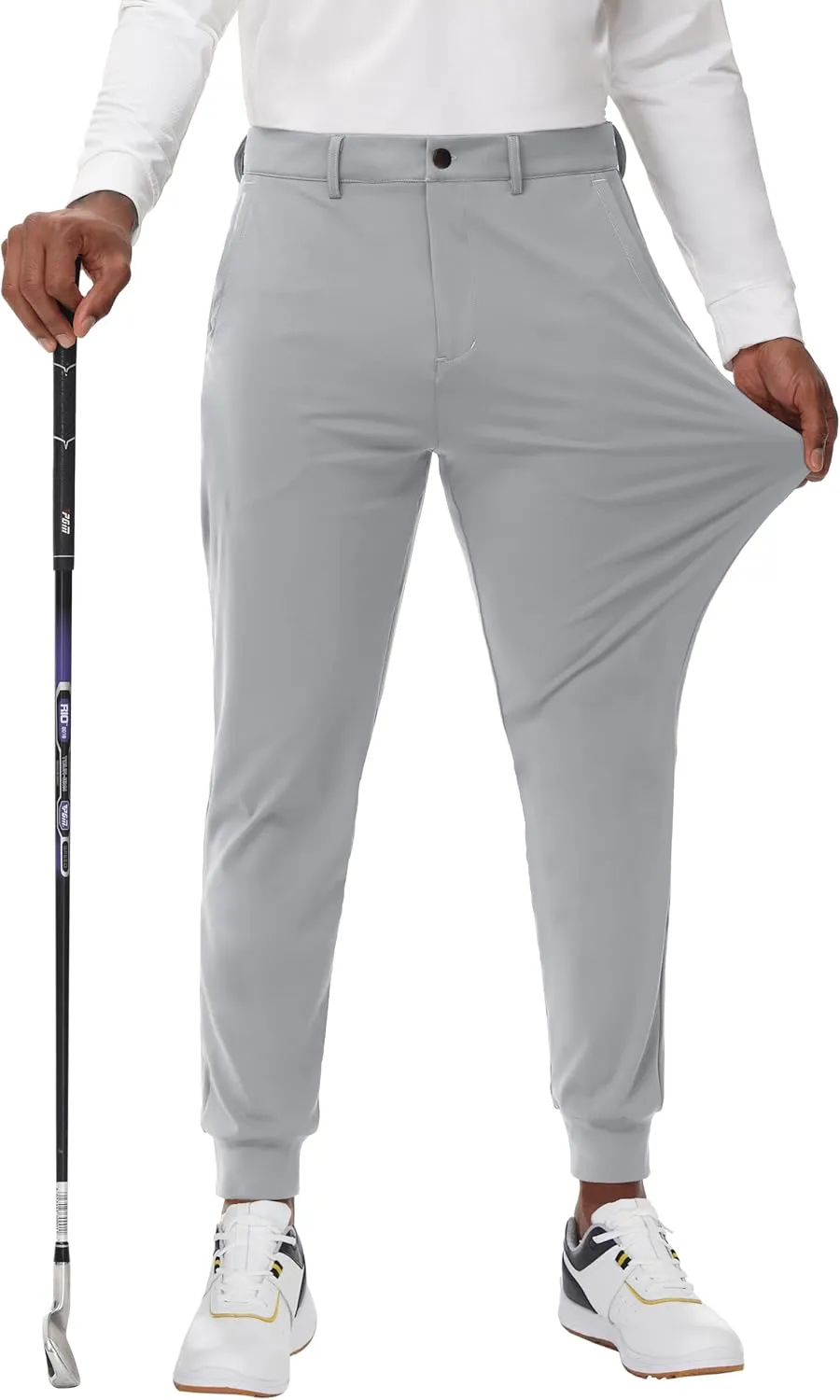 JWM Men's Stretch Golf Joggers Pants with Belt Loops - 29" 34" Slim Fit Tapered Casual Business Travel Dress Work Sweatpants