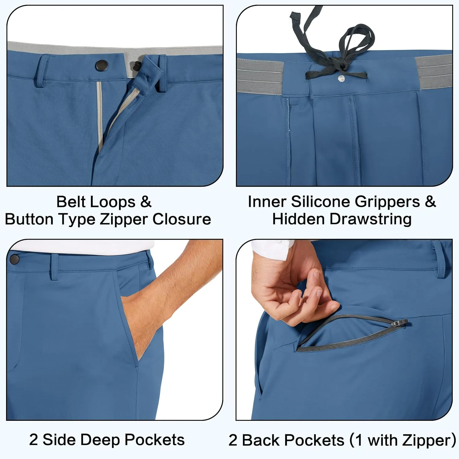 JWM Men's Stretch Golf Joggers Pants with Belt Loops - 29" 34" Slim Fit Tapered Casual Business Travel Dress Work Sweatpants