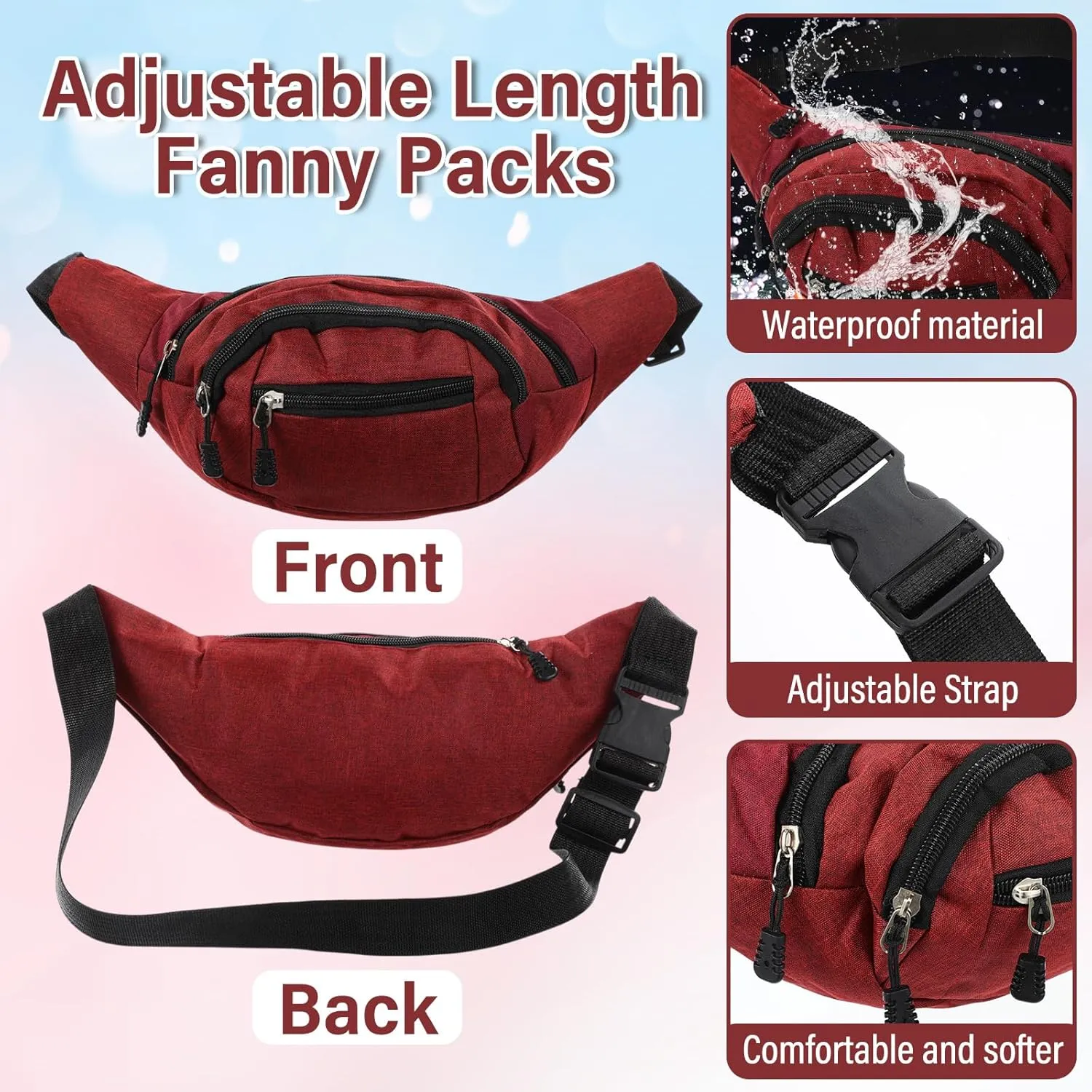 Kajaia 14 Pcs Fanny Pack Bulk 80s 90s Waterproof Crossbody Waist Bag Traveling Running Exercise Waist Pack with Adjustable Belt Holographic Bum Bag for Women Men Travel Rave(Classic Style,Mixed Color)
