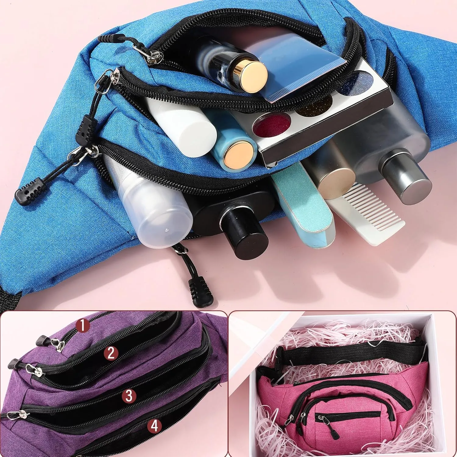 Kajaia 14 Pcs Fanny Pack Bulk 80s 90s Waterproof Crossbody Waist Bag Traveling Running Exercise Waist Pack with Adjustable Belt Holographic Bum Bag for Women Men Travel Rave(Classic Style,Mixed Color)