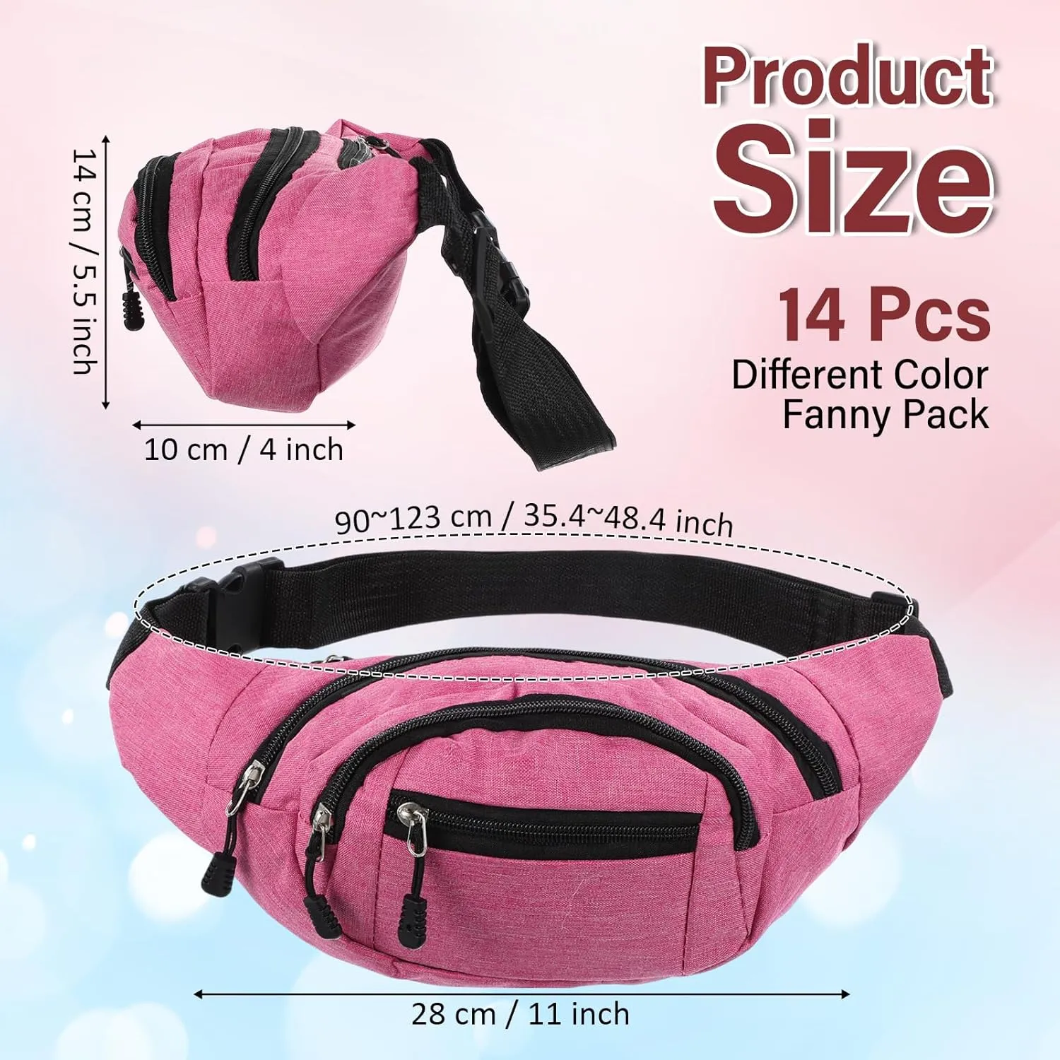 Kajaia 14 Pcs Fanny Pack Bulk 80s 90s Waterproof Crossbody Waist Bag Traveling Running Exercise Waist Pack with Adjustable Belt Holographic Bum Bag for Women Men Travel Rave(Classic Style,Mixed Color)
