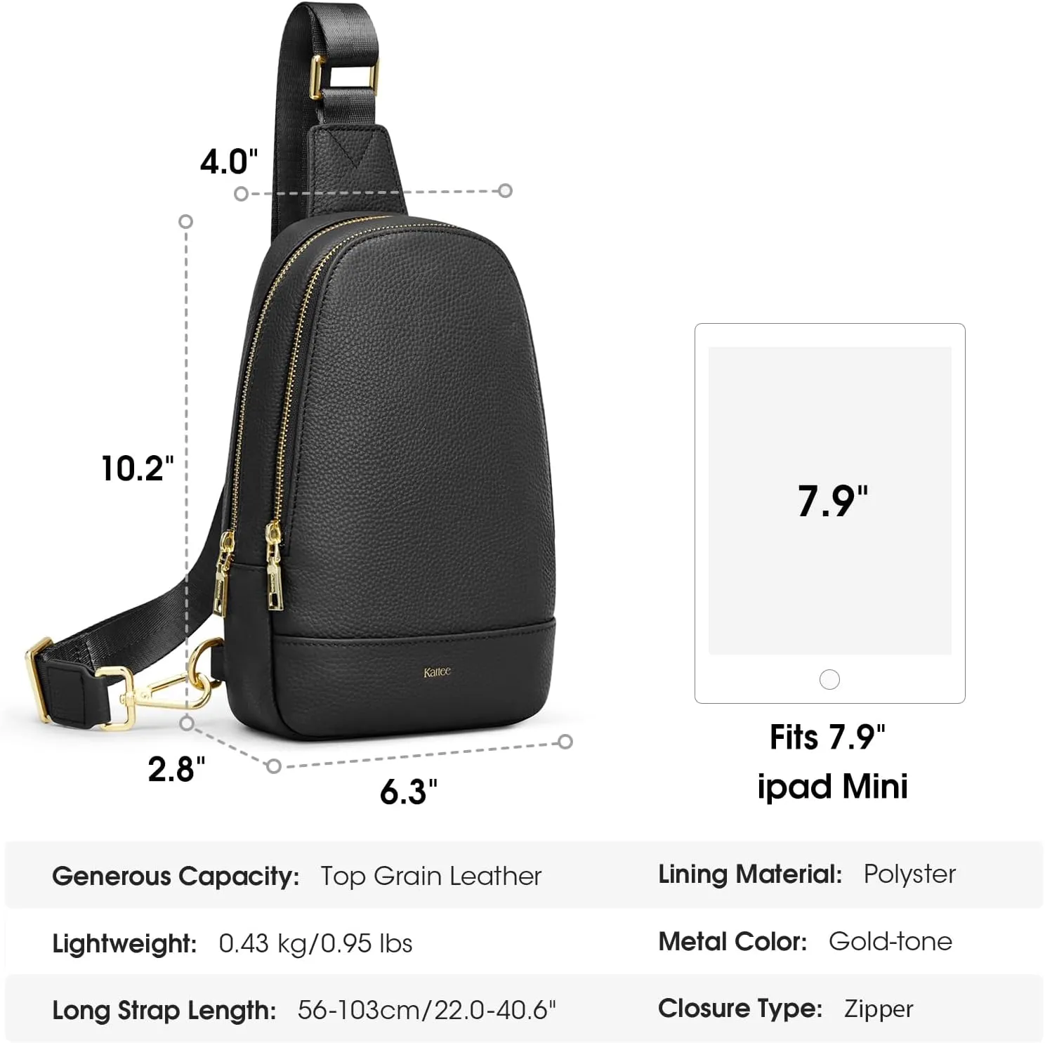 Kattee Sling Bag for Women Crossbody, Soft Leather Fanny Packs for Women, Small Crossbody Chest Bag with RFID Blocking