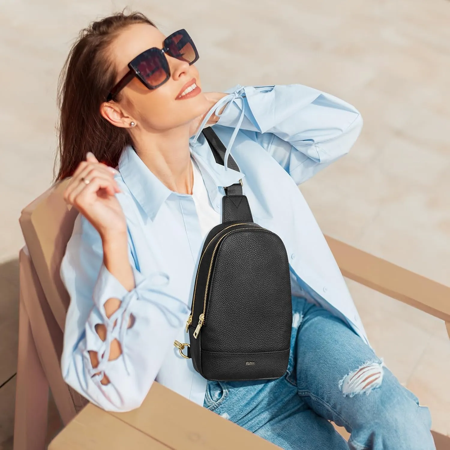 Kattee Sling Bag for Women Crossbody, Soft Leather Fanny Packs for Women, Small Crossbody Chest Bag with RFID Blocking