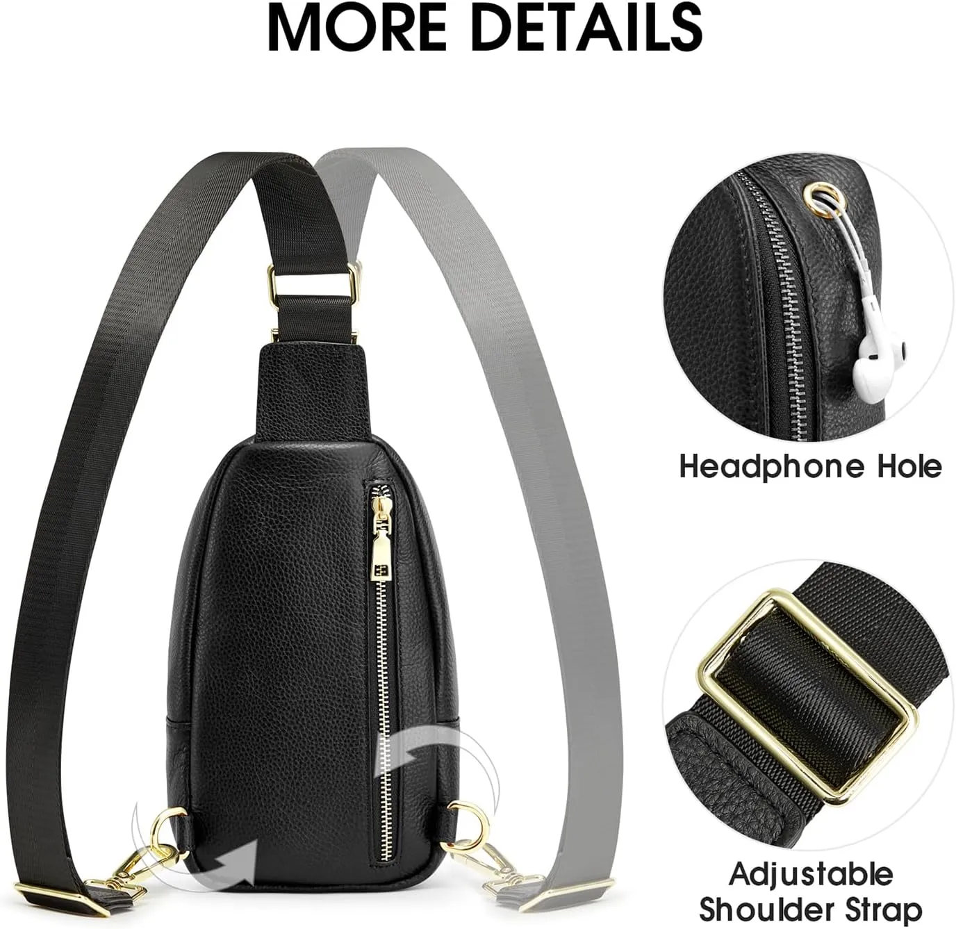 Kattee Sling Bag for Women, Leather Fanny Packs for Women, Small Crossbody Chest Bag with RFID Blocking