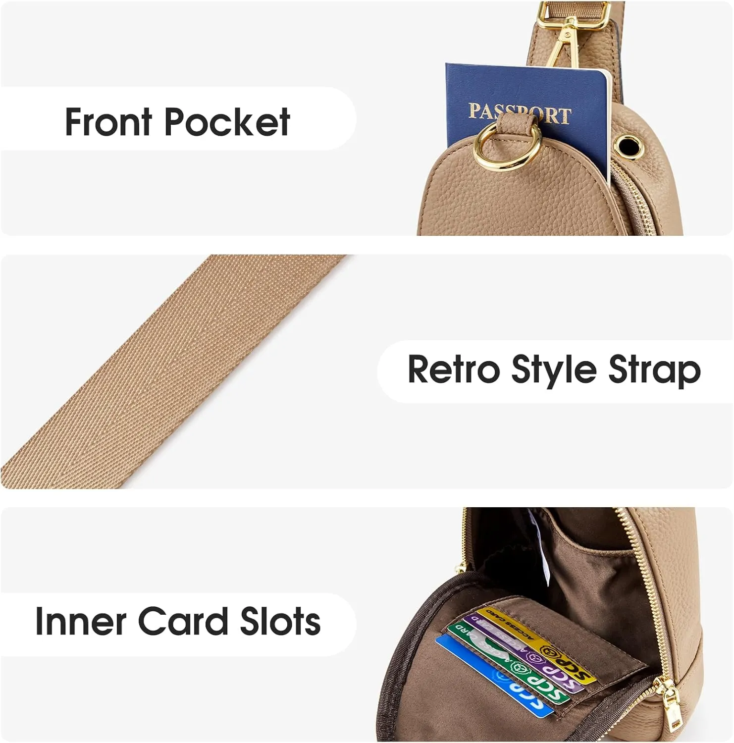 Kattee Sling Bag for Women, Leather Fanny Packs for Women, Small Crossbody Chest Bag with RFID Blocking