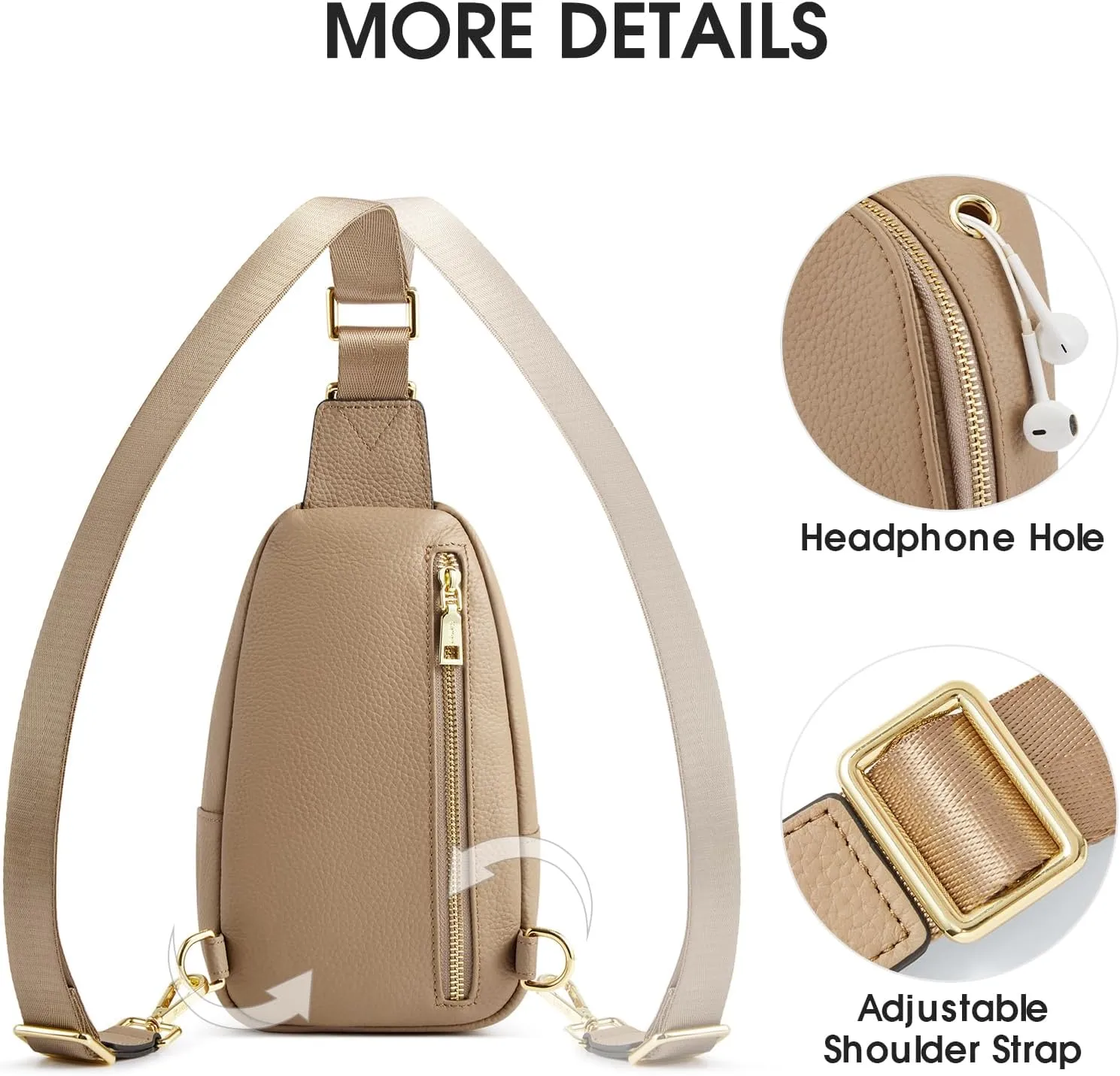 Kattee Sling Bag for Women, Leather Fanny Packs for Women, Small Crossbody Chest Bag with RFID Blocking