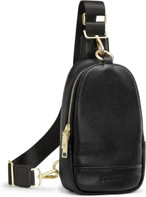 Kattee Sling Bag for Women, Leather Fanny Packs for Women, Small Crossbody Chest Bag with RFID Blocking