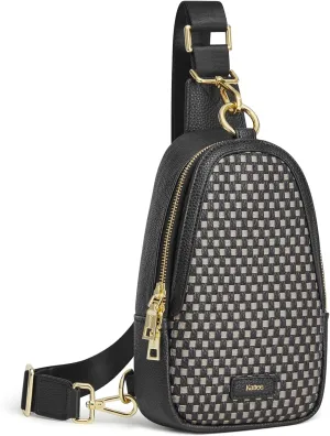 Kattee Sling Crossbody Bag for Women, Leather Fanny Pack Crossbody Sling Bags, RFID Purse Chest Bag Small Daypack for Women