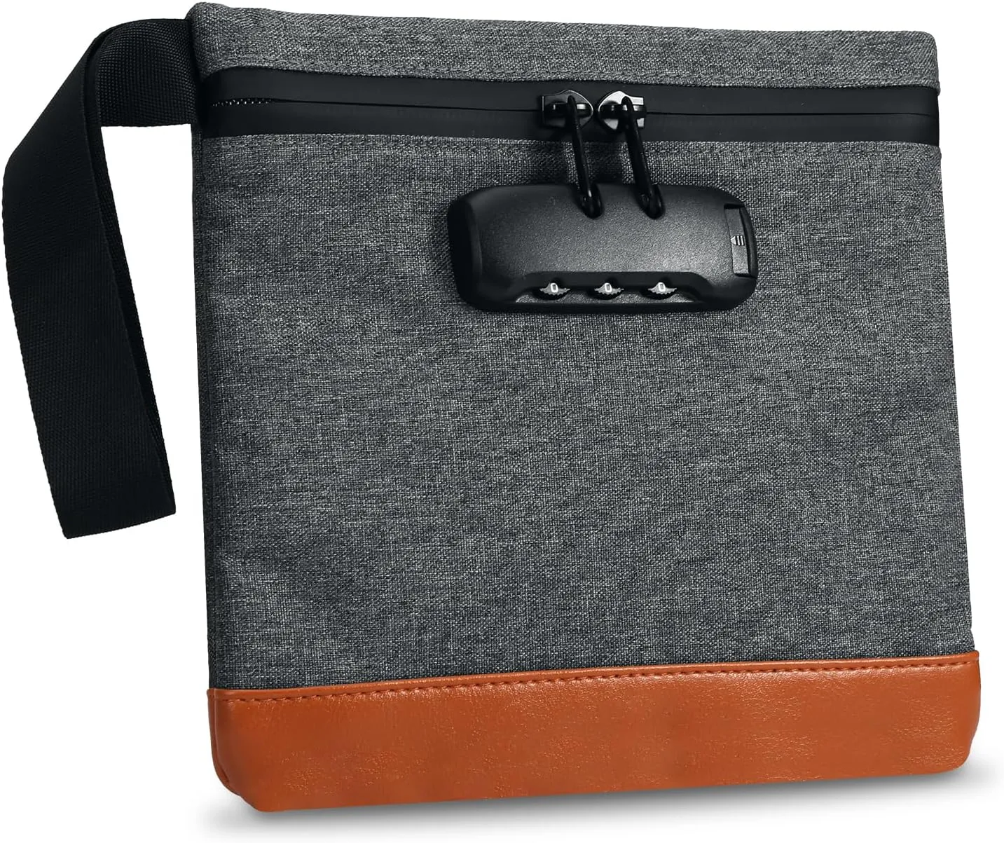 KeeKit Money Bag with Combination Lock, 8 x 7 Inches Waterproof Men & Women's Locking Accessories Pouch for cash, Portable Carry Handle Bag for Travel, Bank Deposits - Grey