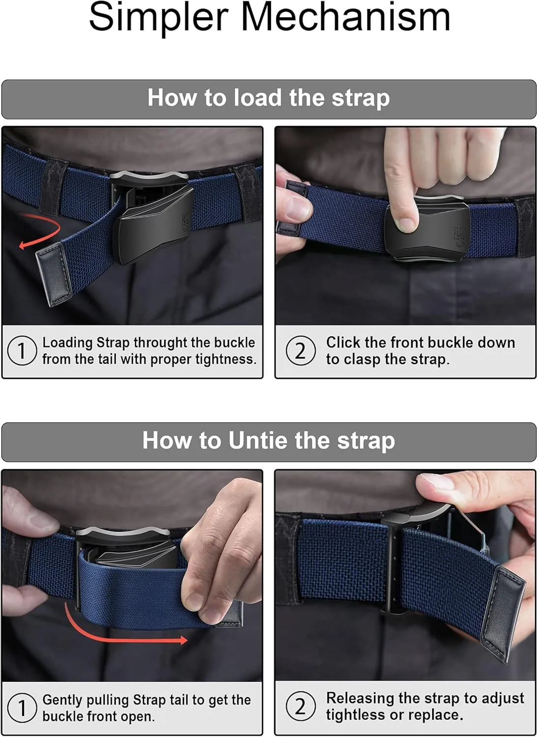 KEMISANT Mens Belt, Military Tactical Stretch Web Nylon Belt For Gift Men Hiking Hunting 1.5",Cut For Fit