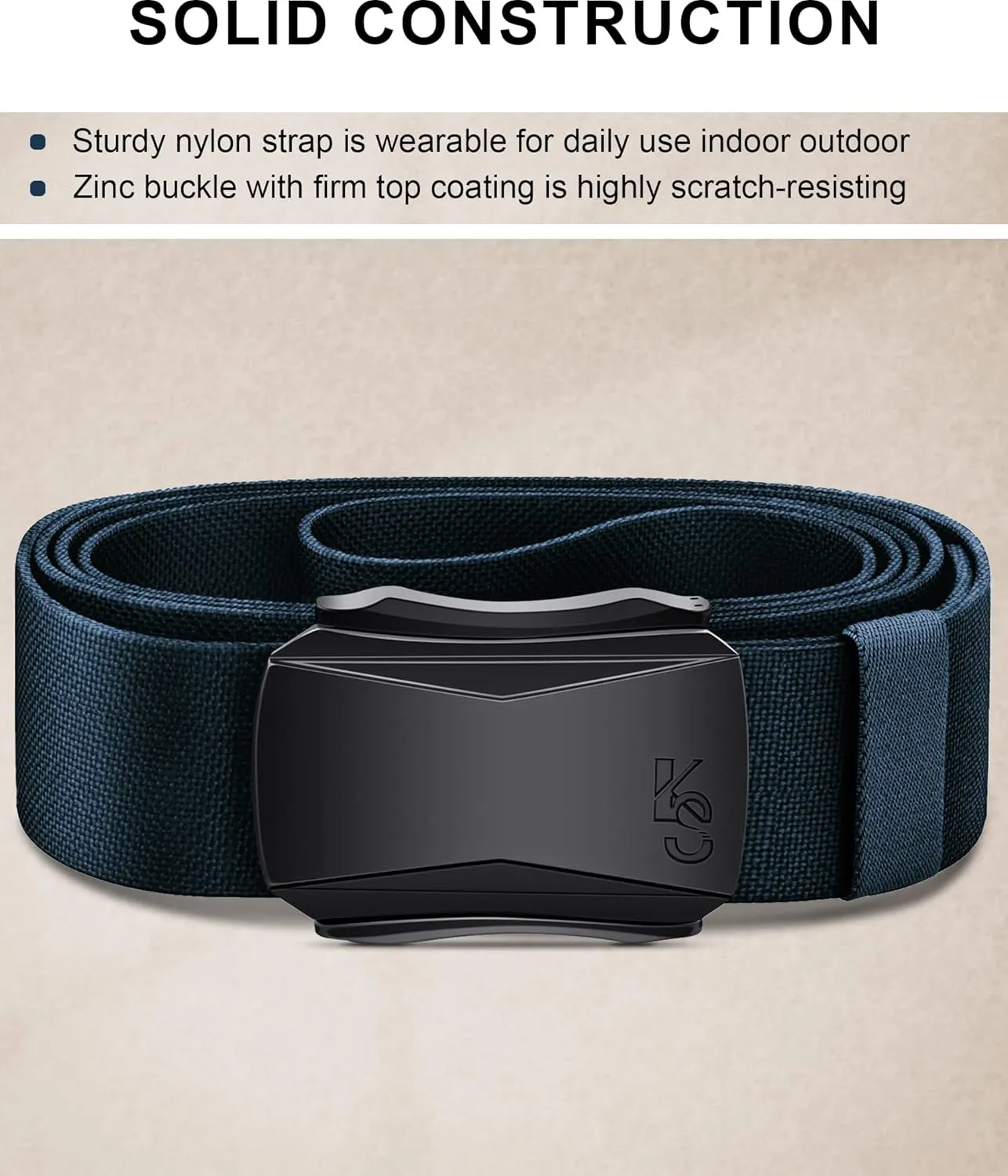 KEMISANT Mens Belt, Military Tactical Stretch Web Nylon Belt For Gift Men Hiking Hunting 1.5",Cut For Fit