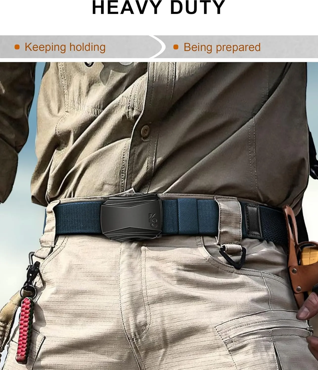 KEMISANT Mens Belt, Military Tactical Stretch Web Nylon Belt For Gift Men Hiking Hunting 1.5",Cut For Fit