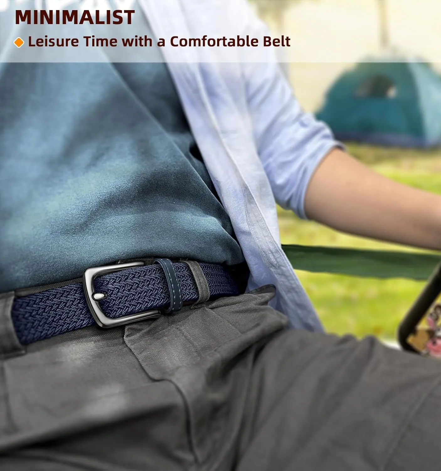KEMISANT Men's Golf Belt 2 Pack-Braided Woven Stretch Belt for Gift Men Casual Jeans Sports Work 1 3/8"