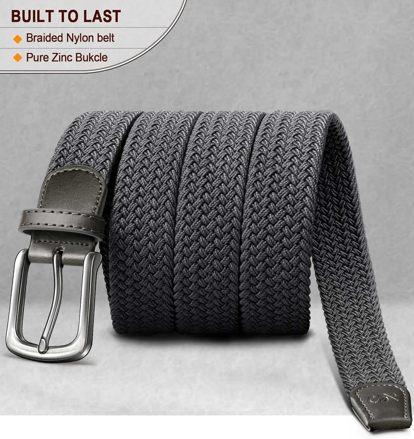 KEMISANT Men's Golf Belt 2 Pack-Braided Woven Stretch Belt for Gift Men Casual Jeans Sports Work 1 3/8"