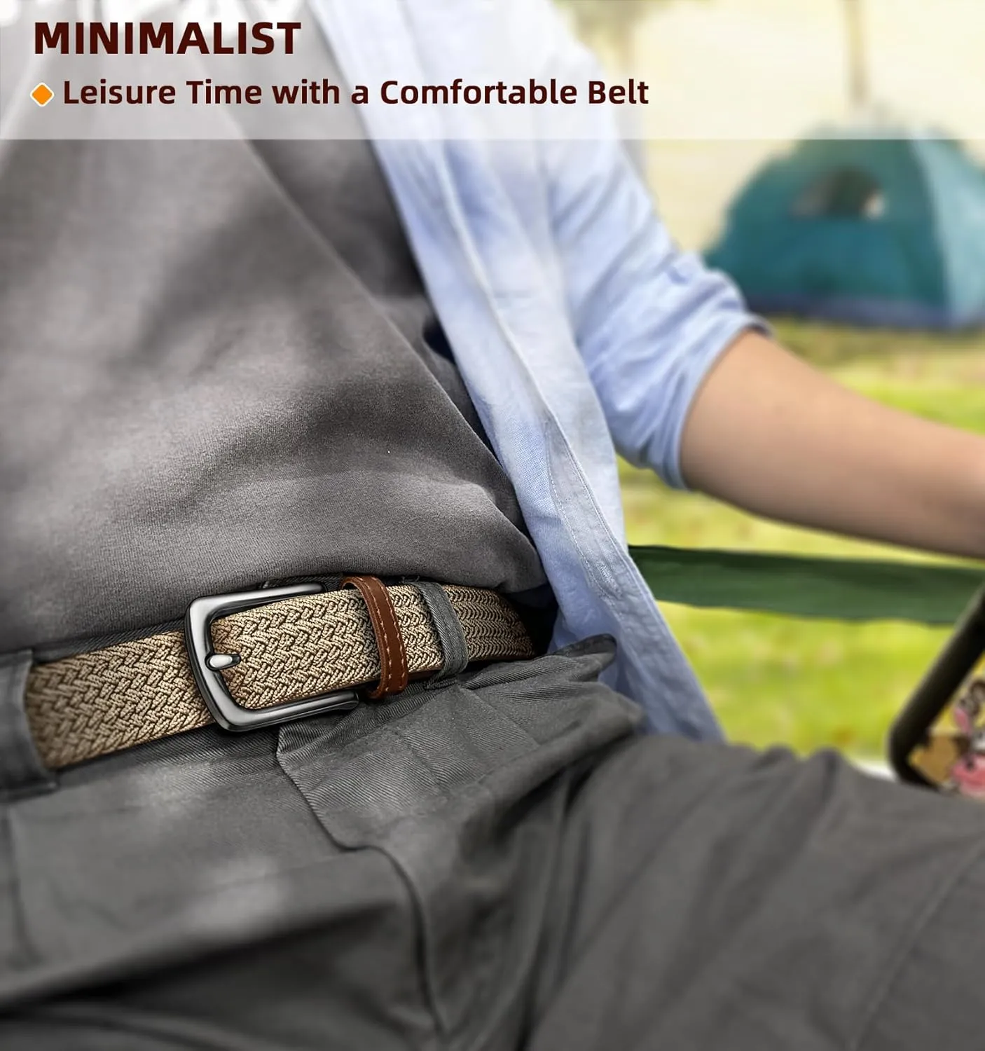 KEMISANT Men's Golf Belt 2 Pack-Braided Woven Stretch Belt for Gift Men Casual Jeans Sports Work 1 3/8"