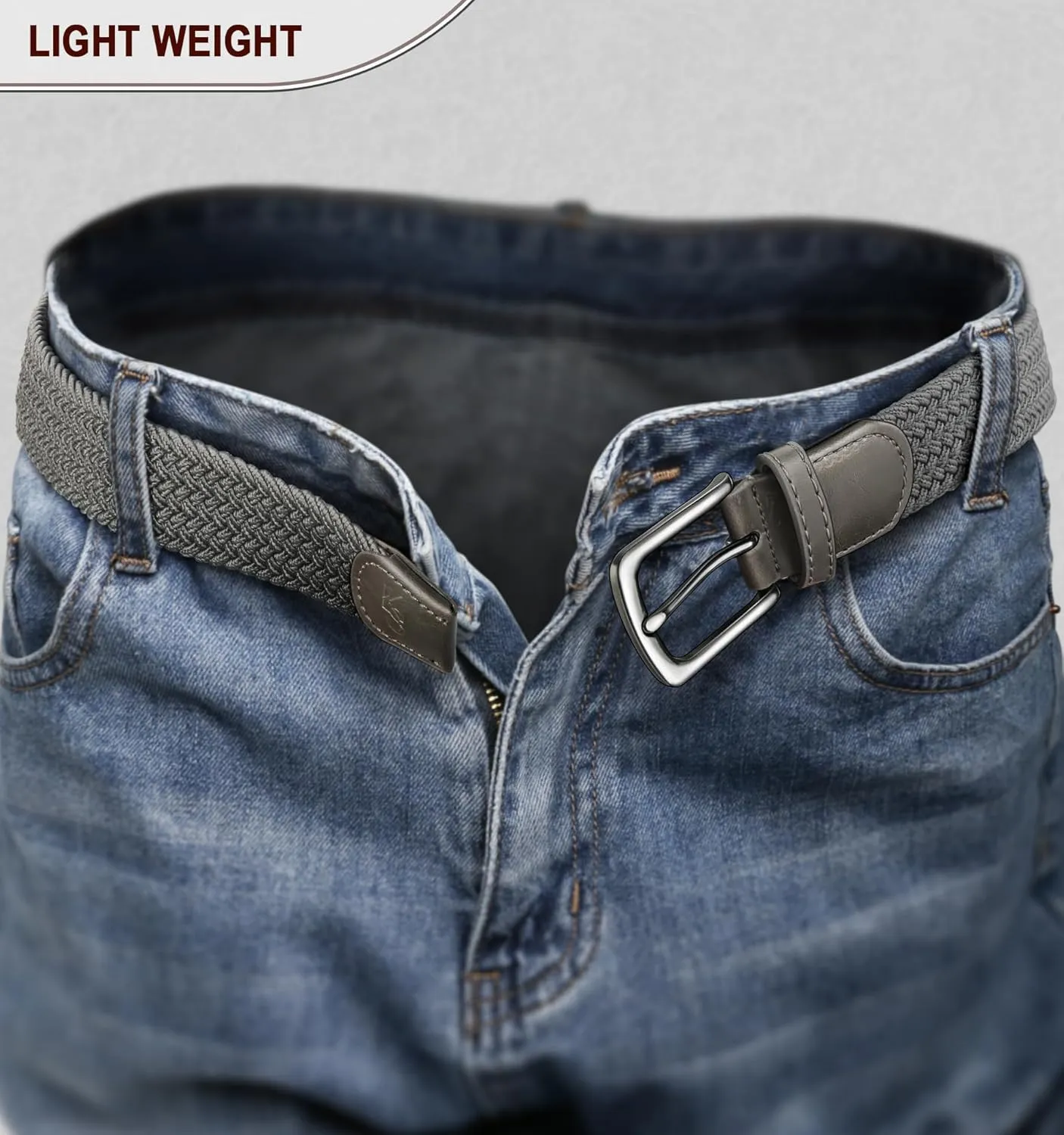 KEMISANT Men's Golf Belt 2 Pack-Braided Woven Stretch Belt for Gift Men Casual Jeans Sports Work 1 3/8"
