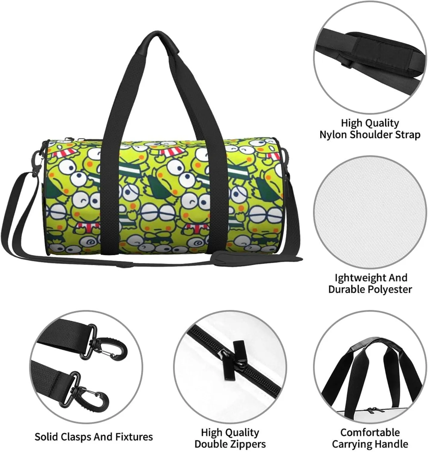 Ker-oppi Duffel Bag Large Capacity Portable Round Travel bag,Travel Sports Bag for Men and Women One Size