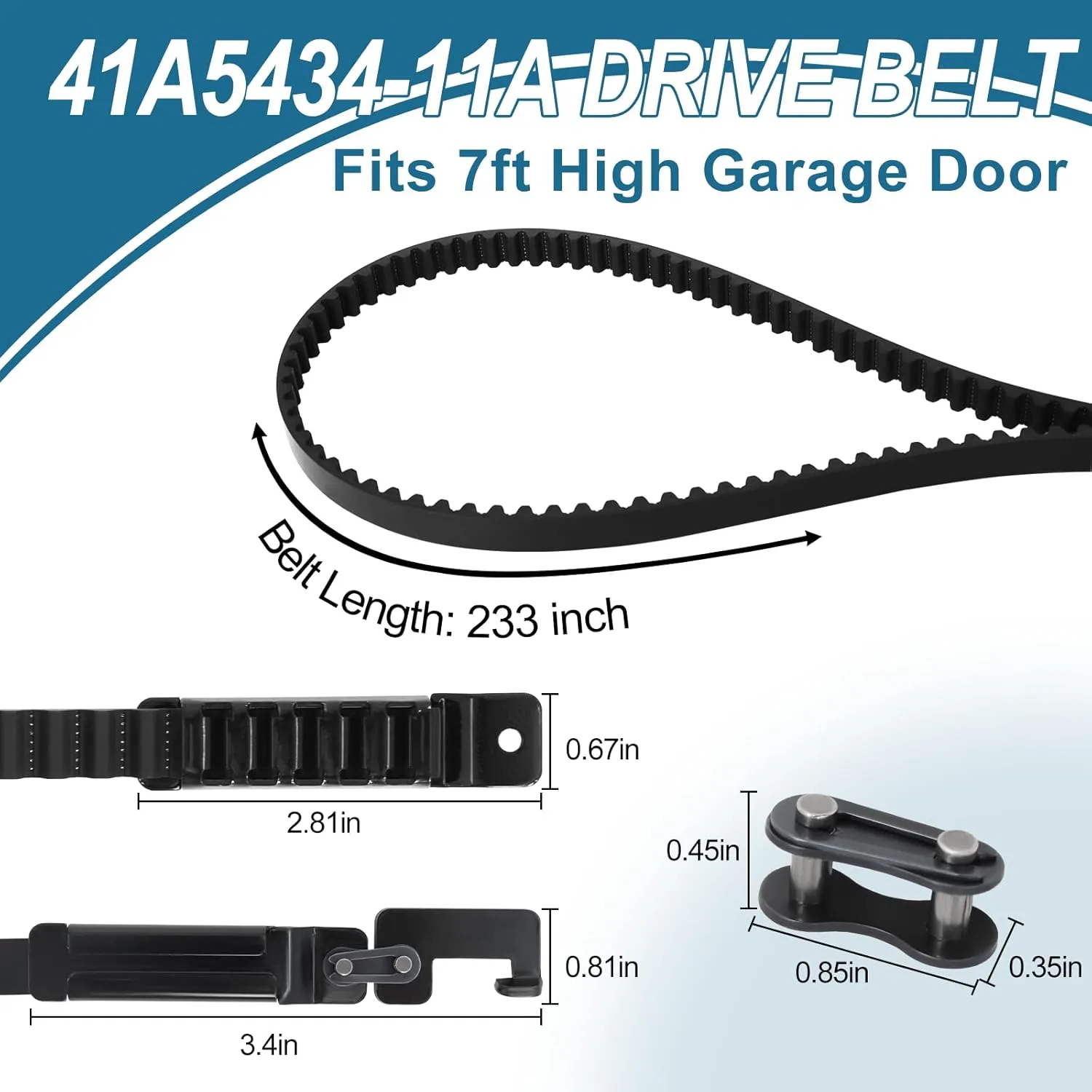 Ketofa Upgraded 41A5434-11A Belt for 7ft Garage Door, 233” Liftmaster Formula 1 Belt for Chamberlain/Liftmaster/Craftsman/Sentex/Whisper 2280, 2280R, 3280, 3580