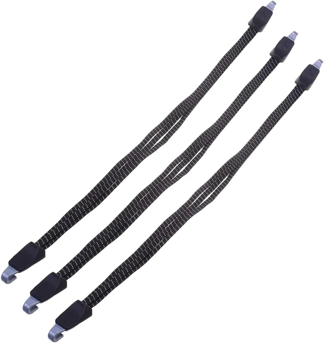 KICHOUSE 3pcs Shelf Tie Rope Luggage Cargo Pannier Holder Saddle Bag Rack Seat Trunk Elastic Band Elastic Strap Bike Strap Motorcycle Strap Adjustable Strap Bungee Cords Plastic Black
