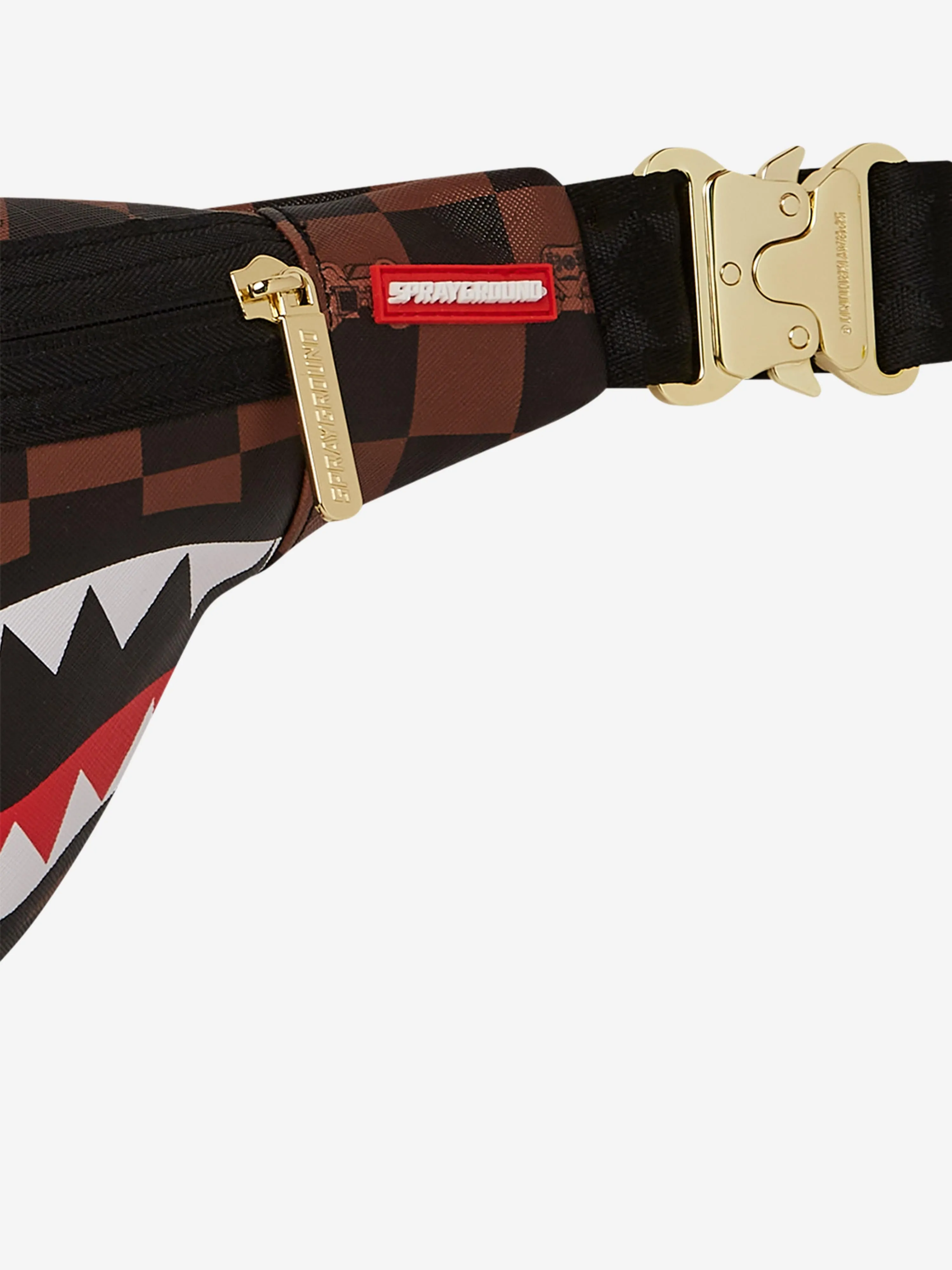 Kids Peeking Character Check Belt Bag in Brown (18cm)