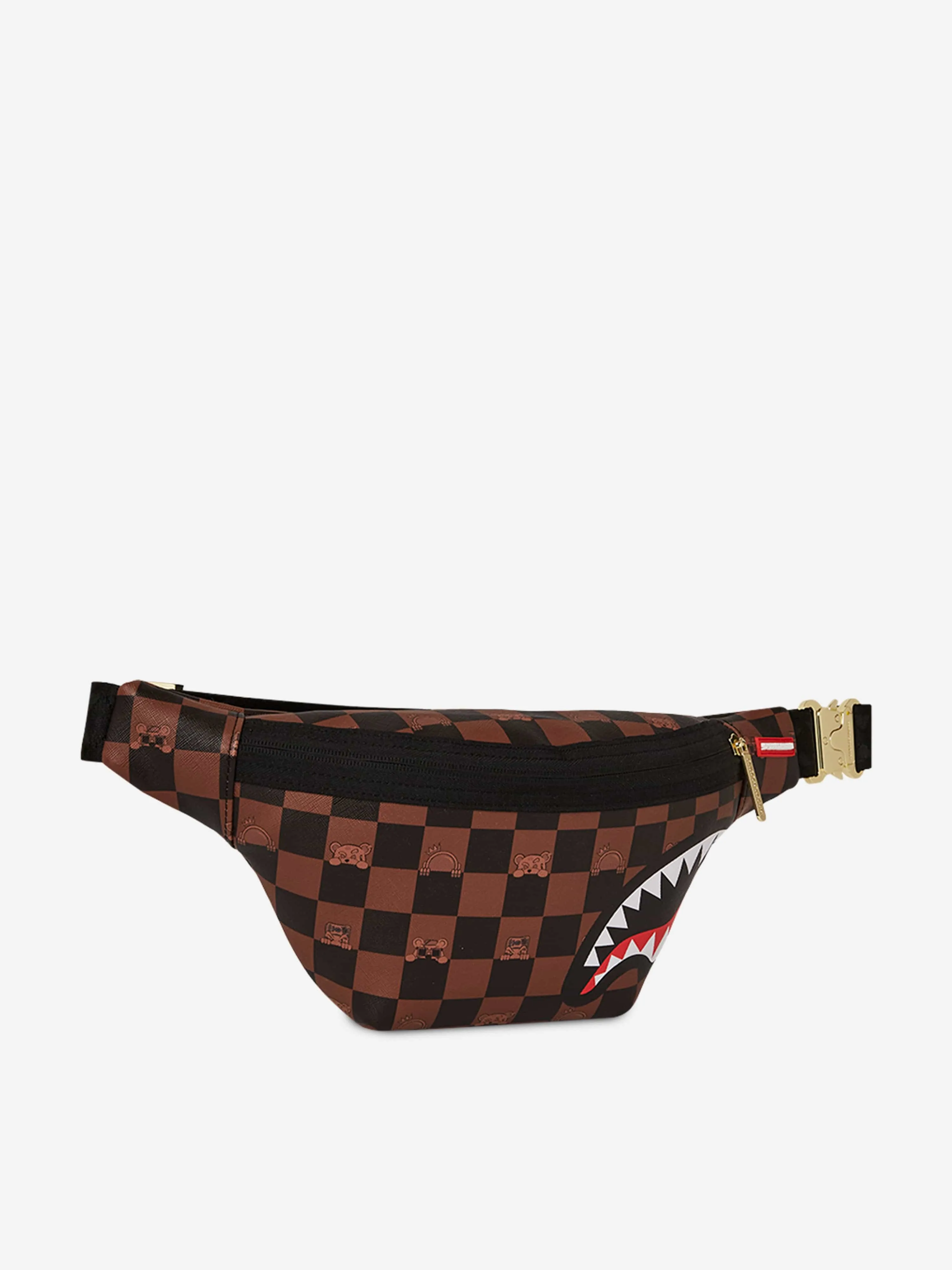 Kids Peeking Character Check Belt Bag in Brown (18cm)
