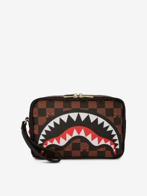 Kids Peeking Character Check Toiletry Bag in Brown (22cm)