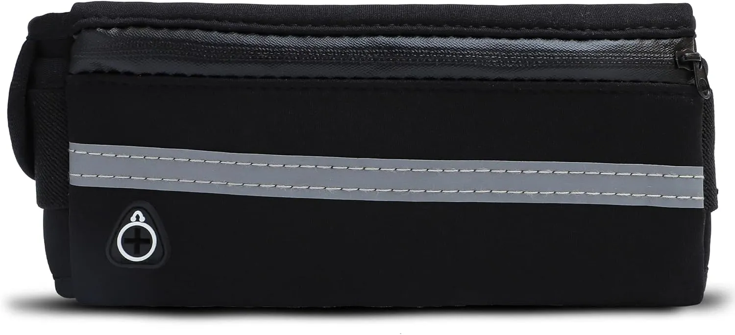 Kisma Cycling Fanny Pack and Waist Pouch for Biking, Cyclists, Running, and Fitness, Adjustable Strap, Zippered Storage Pockets, and Hands-Free Carrying, Men and Women (Black)