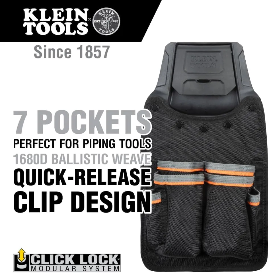 Klein Tools 55912 Tradesman Pro Modular Piping Tool Pouch with Belt Clip for Klein Click Lock Modular Wall Rack and Tool Belts