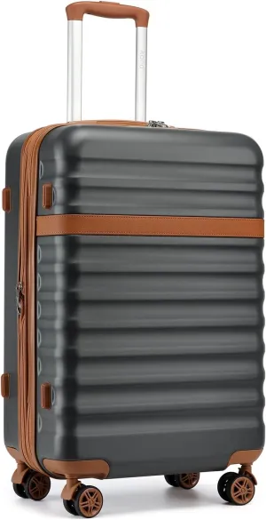 Kono Airline - Approved Carry - On Luggage, 22x14x9 inches, with TSA Lock, 20 - Inch Expandable Lightweight Hardshell Suitcase (Black - Brown, (Grey Brown, 1-3 Days Travel)